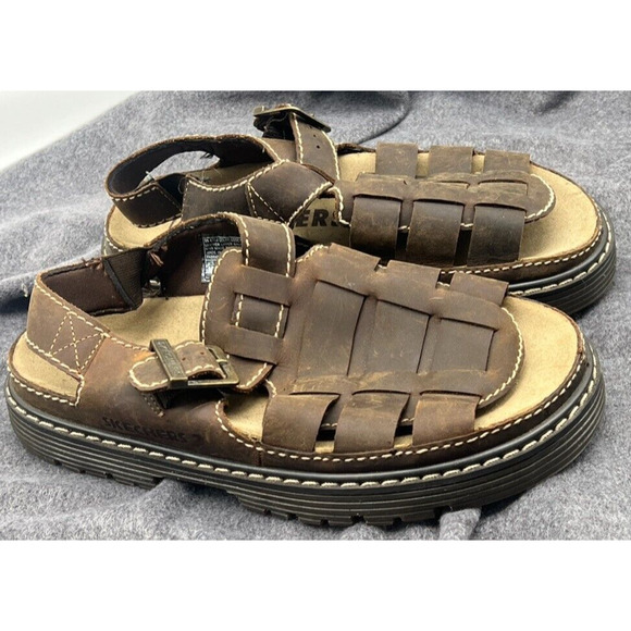 Vintage Skechers Fisherman Sandals Jammers Mens 10 Brown Leather Y2K Chunky New main image 8